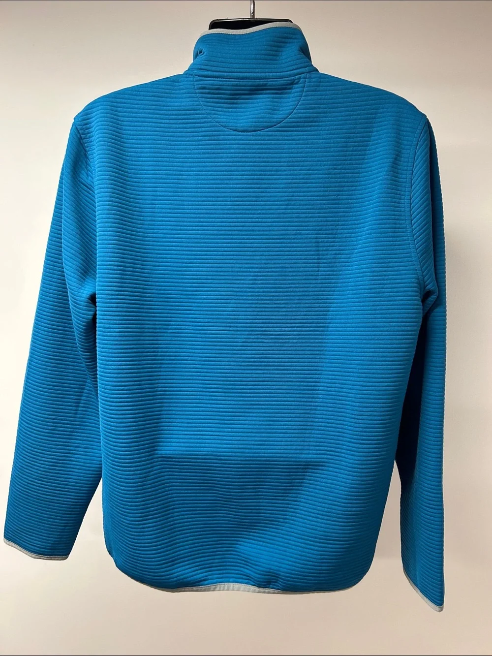J.Crew Authentic Fleece Snap-Button Pullover Sweatshirt Mens Large Blue Grid